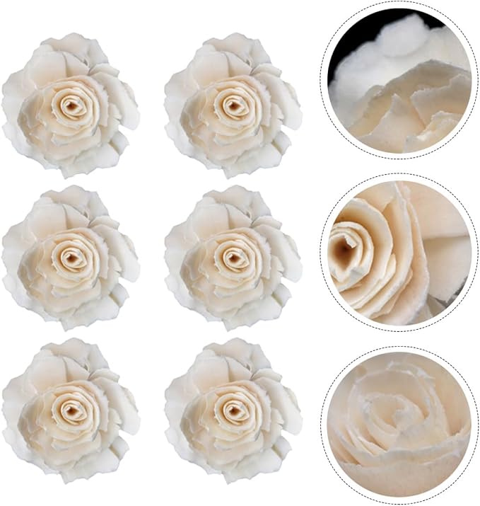 KALLORY Aroma Diffuser Flowers 6pcs Fire-Free Rattan Reed Essential Oil Diffusers Light-Colored Home Fragrance Decor for Living Room and Office