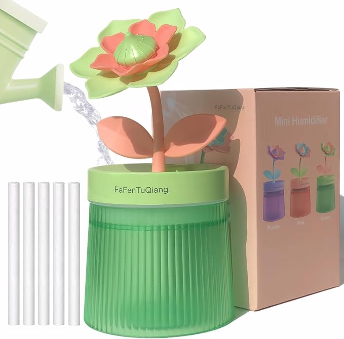 Desk Mini Humidifier, Personal Small Humidifier Diffuser 260ml Portable with Colorful Light Cool Mist,Quiet, Auto Off, Top Fill Air Humidifiers,for Plants,Home,Office,Travel,Work,Women, Birthday