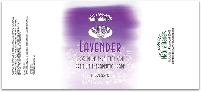 Naturalitana Lavender Essential Oil – Pure Aromatherapy Oil for Diffuser, Soap, Bath Bombs & Candle Making (8oz)