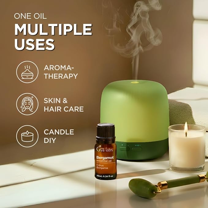 100% Pure Bergamot Essential Oil - 0.34 Fl Oz - Bergamot Oil for Hair, Skin, Diffuser, Aromatherapy & DIY Candle Making Scent