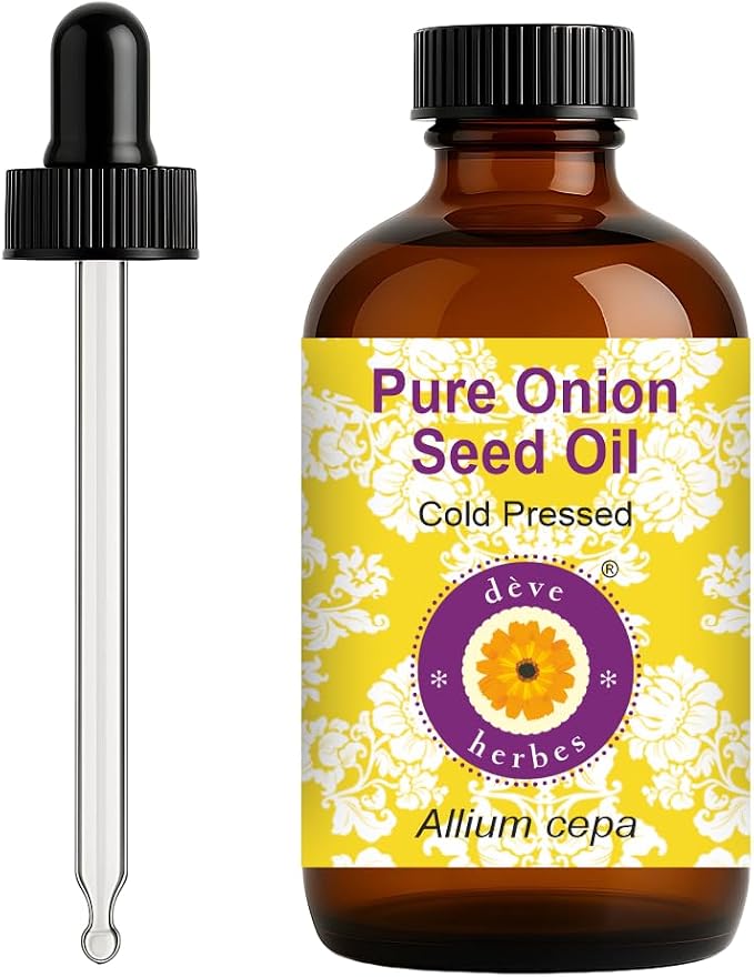 dève herbes Onion Seed Oil (Allium cepa) with Glass Dropper | Cold Pressed | Pure | Natural | For Diluting Essential oils | For Hair, Skin & Massage | Non-Sticky| Lightweight| Unisex | 120ml (4 oz)