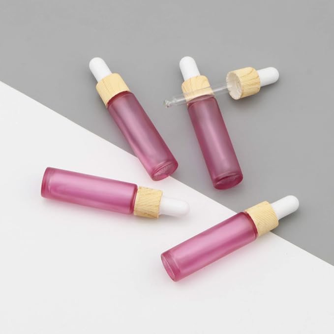 Ellbest 10ml Essential Oil Glass Dropper Bottle, 10pcs Small Glass Bottles with Eye Dropper, Refillable Sample Vials with Funnels & Dropper for Travel, Carrying Outside (Matte Pink)