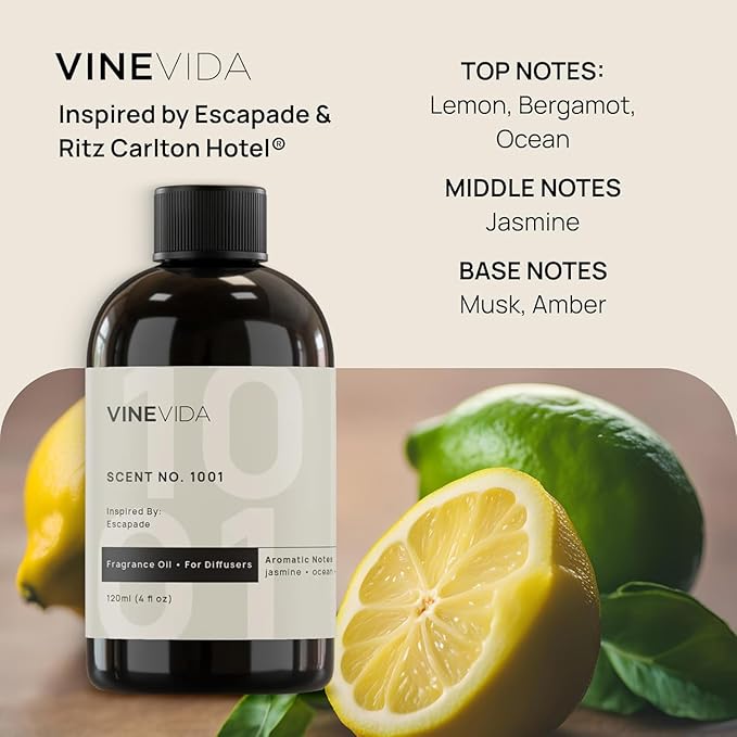 VINEVIDA (4oz) Hotel Diffuser Oil - Home Luxury Scents - Cold Air Diffuser Oil | Essential Oil No.1001 Inspired by Ritz Carlton