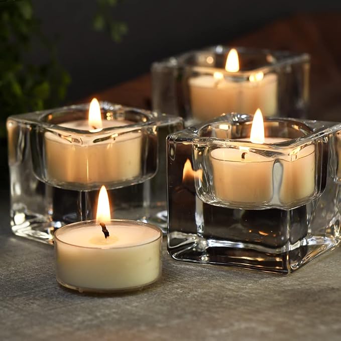 DEYBBY Natural Jasmine Scented Soy Wax Tealight Candles Bulk, Aromatherapy Luxury Tea Candle Set of 24-4 Hour Burning Great Gift