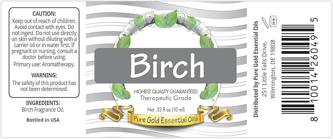 Pure Gold Essential Oils - Birch Essential Oil - 0.33 Fluid Ounces