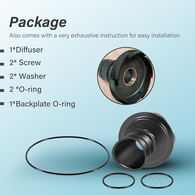 R0445400 Diffuser with O-Ring and Hardware Replacement Kit Fit for Zodiac Jandy ePump, Stealth, PlusHP, Waterfall, MaxHP Series Pumps (R0445400)