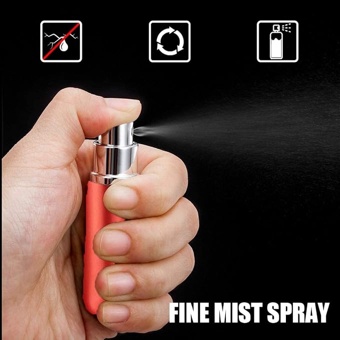 5ml Perfume Bottle Set, Portable Travel Refillable Perfume Atomiser, Mini Spray Bottles (3+1 Pcs) - Pink, Red, Silver with Separated Tool