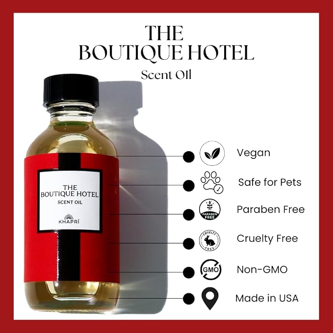 Hotel Inspired Home Perfume Collection -The Boutique Hotel– Premium Essential Oil Blend (150mL/5.1 fl Oz) Aroma with Magnolia, Vanilla & Tonka Bean | Long-Lasting, Dropper for Diffuser | Made in USA