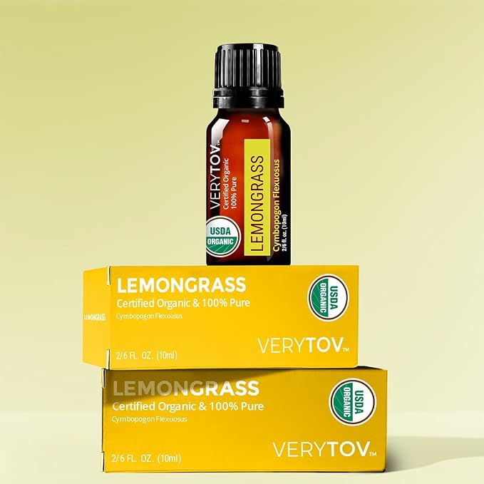 Premium USDA Organic Lemongrass Essential Oil - 100% Pure Natural Undiluted, for Aromatherapy Diffuser, 10ml