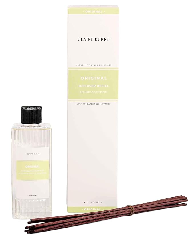 Claire Burke Reed Diffuser Set with 2 Reed Diffuser Oil Refills, Diffuser Sticks, and Glass Diffuser