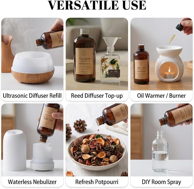 Luxury Hotel Scent Reed Diffuser Oil Refill(8.5 FL oz) | No.1898 Hotel Collection Diffuser Oil Inspired by Ritz Carlton for Home&Office| Long-Lasting for Machine, Room Spray, Air Freshener, HVAC
