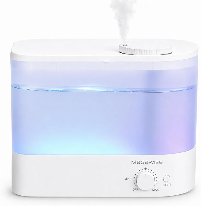 MEGAWISE 6L Ultrasonic Cool Mist Humidifier for Large Room, Bedroom, Baby Room and Plants, Quiet Under 28dB, Adjustable Mist Output, Auto Shut-Off, Low Power Humidifier