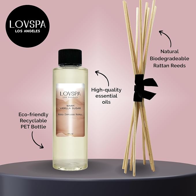 Warm Vanilla Sugar Diffuser Oil - Luxury Essential Oils for Diffuser Refill & Air Freshener Room Spray - Long-Lasting & Natural Home Fragrance, Scented Oil for Diffusers, USA Made, 4oz