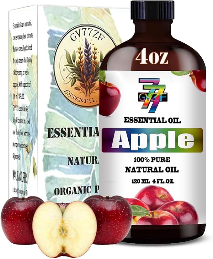 Fresh Apple Essential Oil – Crisp Fresh Apple Oil for Diffuser, Humidifier, DIY Candles, Soap, Kitchen, Home, Gift – 4 fl oz (120 ml) – GV77ZF