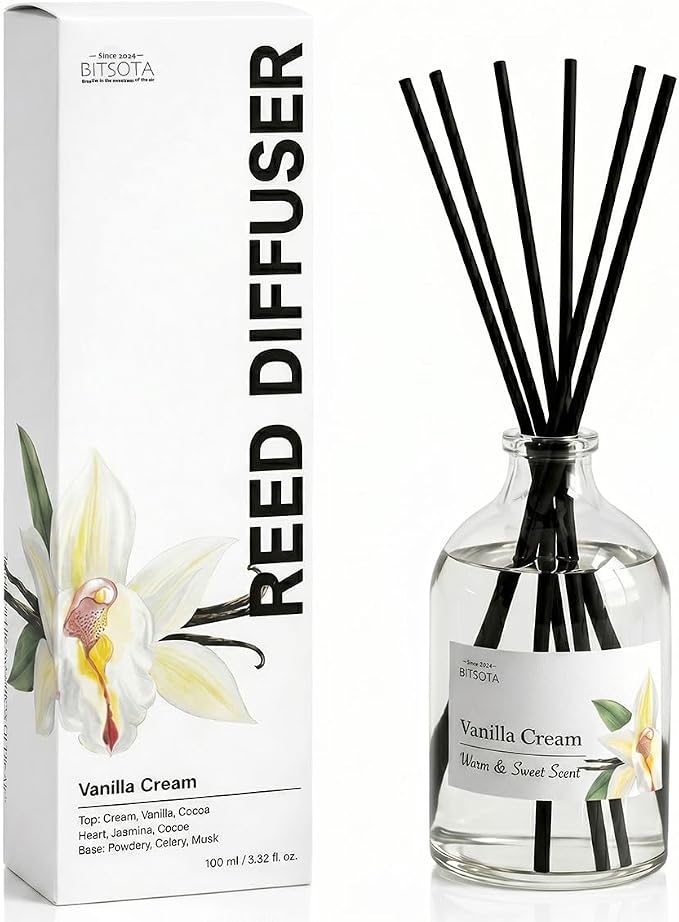 Reed Diffuser Set for Bathroom & Home, Long Lasting Essential Oil Aroma, Glass Bottle Home Fragrance with Sticks, Ideal Gift for Woman
