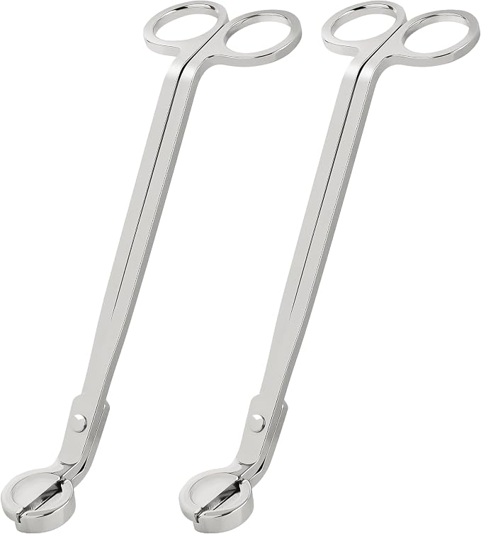 Airy Abode Candle Wick Trimmer 2 Pack, 7 Inch Stainless Steel Wick Cutters for Candles, Cleaner Burn and Less Soot, Silver