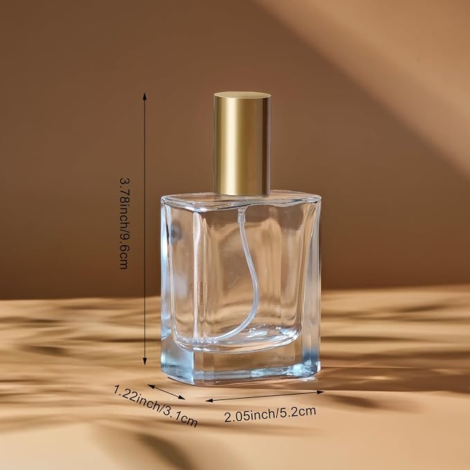 50ml/1.7 Oz Glass Spray Bottle Perfume Atomizer,Travel Refillable Perfume Bottles Empty Classic Spray Bottle 2Pack (Gold, 50ml)
