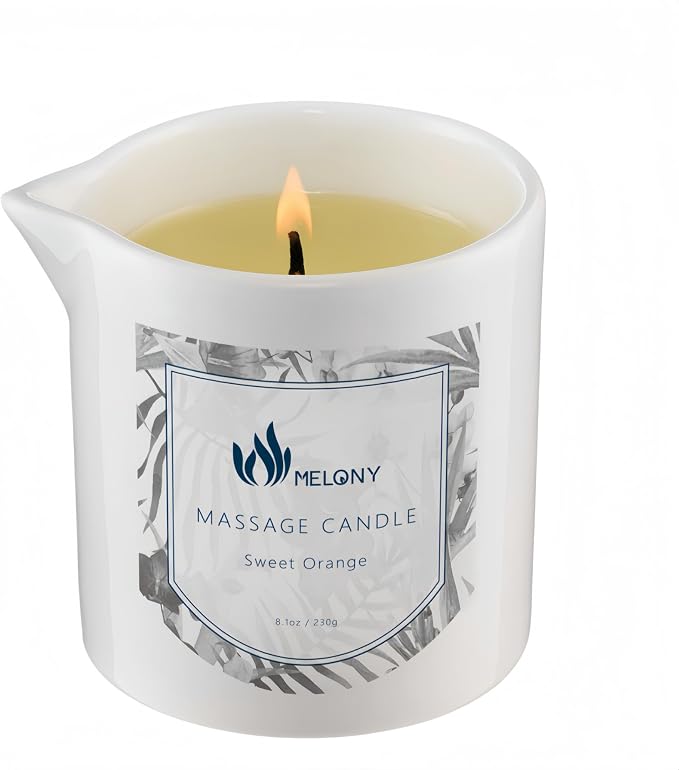 MELONY Massage Candle | Gentle Softening for Nourished, Hydrated, Balanced Skin | 230 g / 8.1 oz (Sweet Orange)