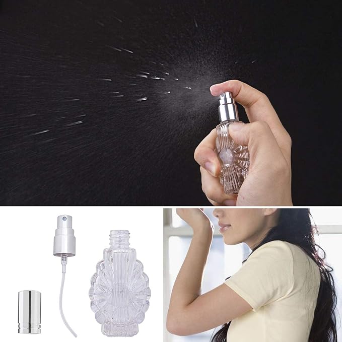 YU FENG 12pcs Empty Engraved Glass Perfume Atomizer Bottles with Funnels Pipettes Dispensers,Refillable Spray Perfume Bottles（13ml）