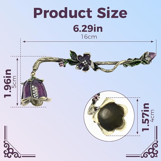 Flower Candle Snuffer Accessory, Vintage Exquisite Candle Extinguisher, Retro Unique Design Candle Extinguisher Flame with Long Handle Putting Out Fire, (Purple)