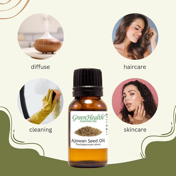 Ajowan Seed Essential Oil - 4 fl oz - Amber Glass Bottle w/Cap - GreenHealth