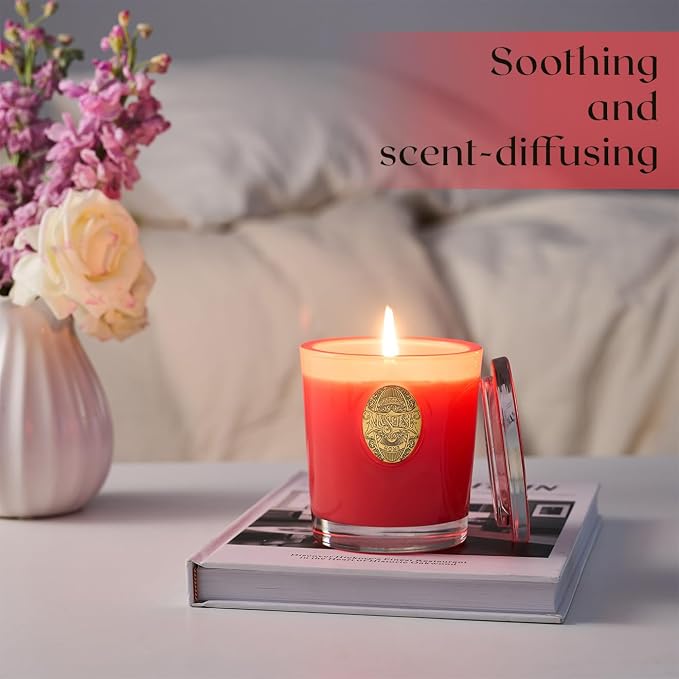 M&SENSE Natural Soy Candle| Juicy Watermelon Red | 10.2 oz, 55H Burn | Luxury Scented Candle for Relaxation, Gifting, Home Décor | for Bedroom, Office, Party