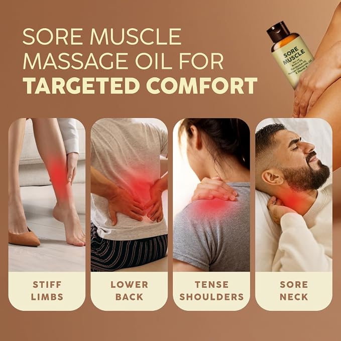 Kukka Sore Muscle Massage Oil for Professional Massages - 3.4 Fl Oz - Made with Eucalyptus & Roman Chamomile, Relaxing Body & Face Oil for Sore Muscles, Spa & Yoga, Fast-Absorbing