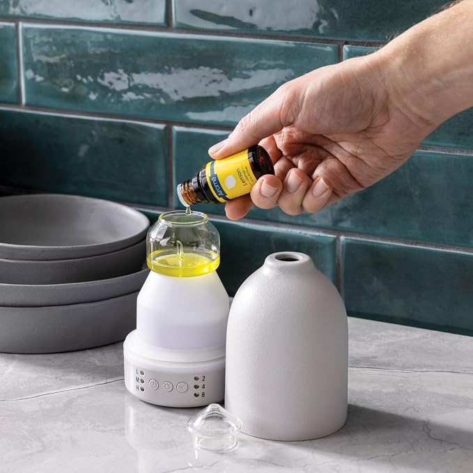 Airome Nebulizer Essential Oil Diffuser|Waterless and No Heat Aromatherapy Diffuser, White LED Light, Intermittent & Continual Mist, Timer and Auto Shut-Off, Onyx