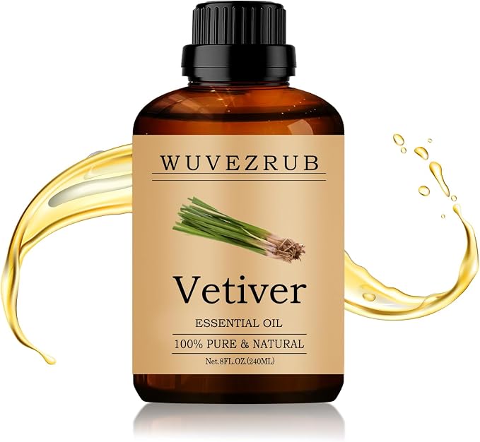 Vetiver Essential Oil 240ML - 100% Pure and Natural Oils for Aromatherapy Diffuser - 8 Fl Oz/Vetiver