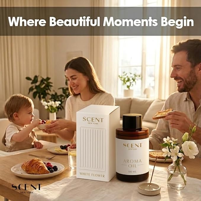 Scent New York White Flower Aroma Oil - Aroma Diffuser Fragnance Oil for Diffuser Refill - Aromatherapy Room Fragnance,Luxury Hotel - Inpired Scent - 3.38 fl oz (100 ml)