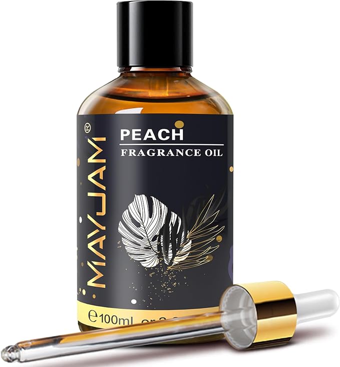 MAYJAM 100ML/3.38FL.OZ Peach Fragrance Oils with Glass Dropper, Essential Oils for Diffusers for Home, Long Lasting Scented Oils for Diffusers Soap Candle Making