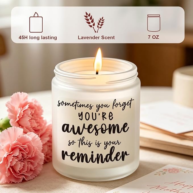Inspirational Mothers Day Christmas Birthday Self Care Relaxation Spa Gifts for Women Sister Friend Her Wife Girlfriend Novelty Lavender Scented Soy Candle Gift