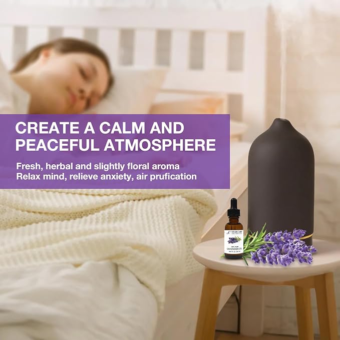 100% Pure Lavender Essential Oil 1 fl oz (30ml) Undiluted Steam Distilled Lavender Oil for Aromatherapy, Diffuser, Skin, Hair & Scalp Care, DIY Candle & Soap Making with Glass Dropper