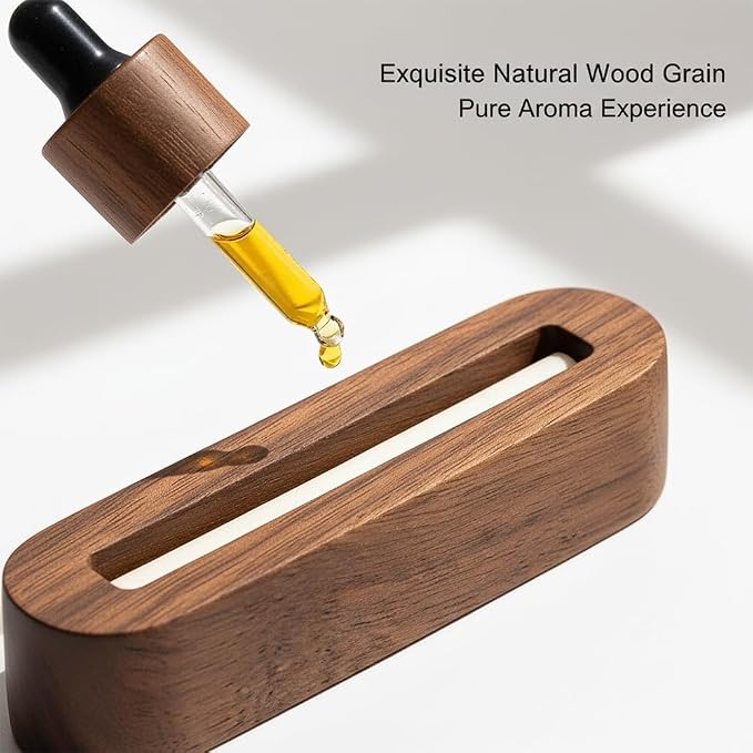 2 Pack Natural Walnut Wood Car Vent Clip Air Freshener, Refillable Aroma Diffuser with 8 Absorber Sticks, Elegant Design for Auto, Home, Office