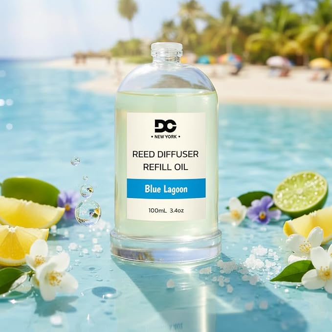 Daniella's Candles Blue Lagoon Reed Diffuser Refill Oil, 3.4oz/100ml, Premium Fragrance Oil, Home Fragrance, Oil for Reed Diffusers, Long Lasting