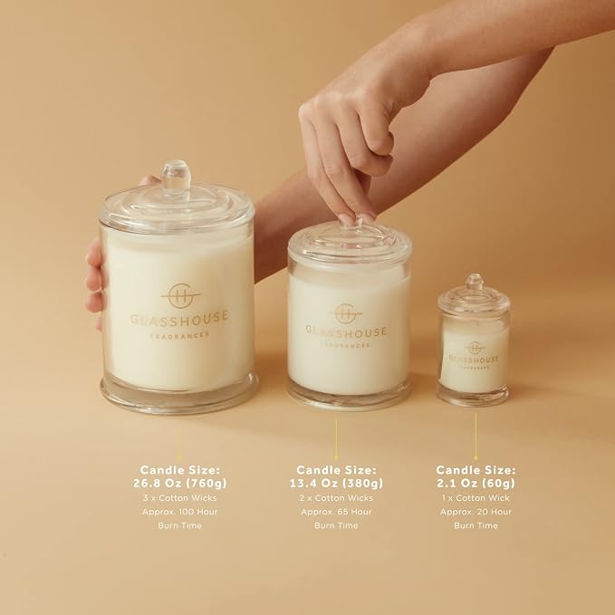 Glasshouse Fragrances Forever Florence Candle, Triple Scented Natural Soy Wax Blend, 2 Wicks & Glass Jar, 65 Hour Burn Time, Wild Peonies & Lily, 13.4 Oz (380g)
