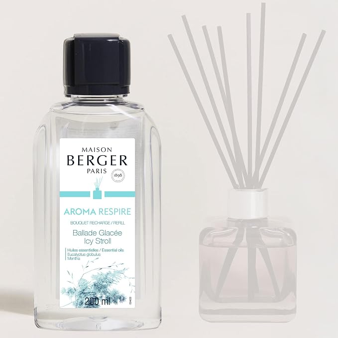 MAISON BERGER Reed Diffuser Refill, 200 ml, Aroma Respire | Fragrance Refill for Reed and Ceramic Diffusers, Passive Diffusion, ~6 Weeks, No Flame or Electricity, Made in France