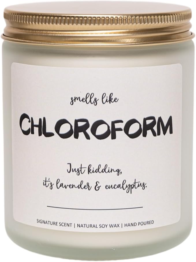 Lavender & Eucalyptus Soy Wax Candle, 7OZ - True Crime Gifts for Women, Serial Killer Gift, Crime Junkie Merch, Stress Relief Gifts for Women & Men, Smells Like Chloroform