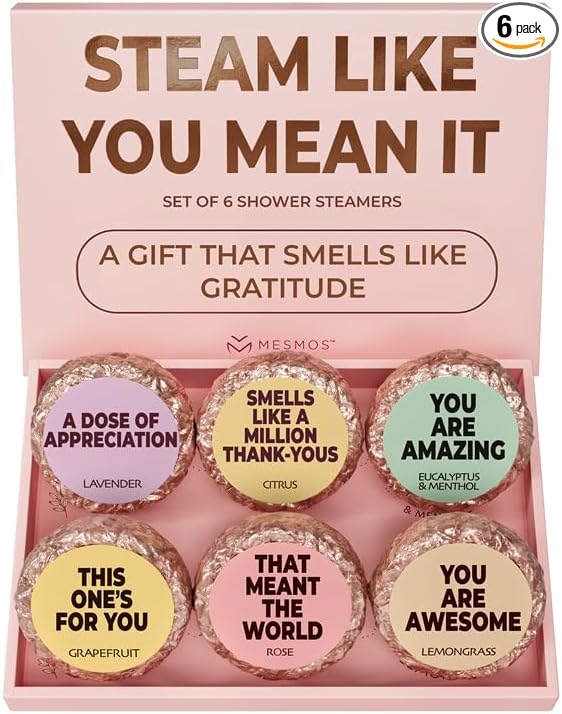 MESMOS 6 Assorted Shower Steamers Aromatherapy, End of Year Teacher Gifts, Thank You Gifts for Women, Shower Steamers for Women, Showers Bomb, Appreciation Gift for Coworkers, Admin, Staff & Team