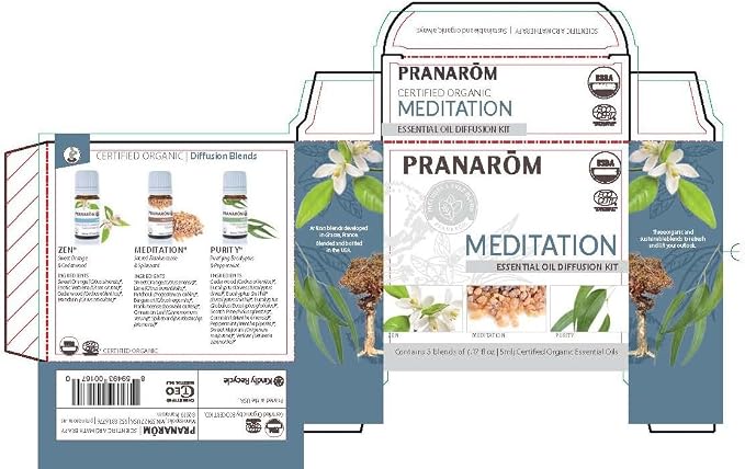 Pranarom - Meditation Diffusion Essential Oil Kit (3-Pack of 5ml) - Meditation, Zen, and Purity Essential Oils - 100% Pure Essential Oil | USDA and ECOCERT Certified Organic