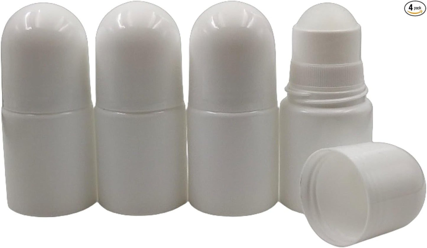 4Packs 30mL/50mL Empty Roll-on Bottle Plastic with Removable Cap for Easy Refills for Homemade Deodorants Essential Oil Blends (30mL)