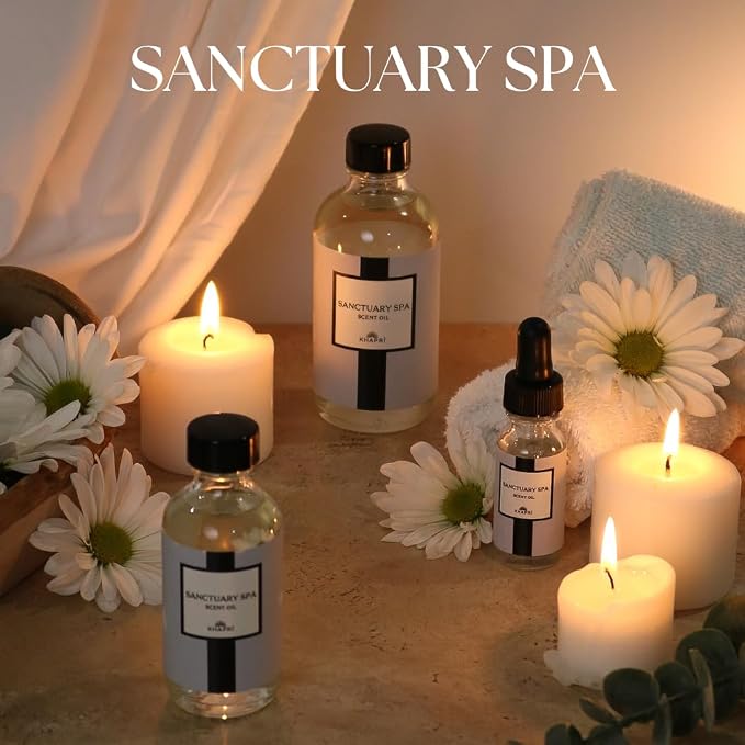 Hotel Inspired Home Perfume Collection -Sanctuary Spa– Premium Essential Oil Blend (15mL/0.5 fl Oz) Aroma with White Tea, Jasmine & Cedarwood| Long-Lasting, Dropper for Diffuser | Made in USA