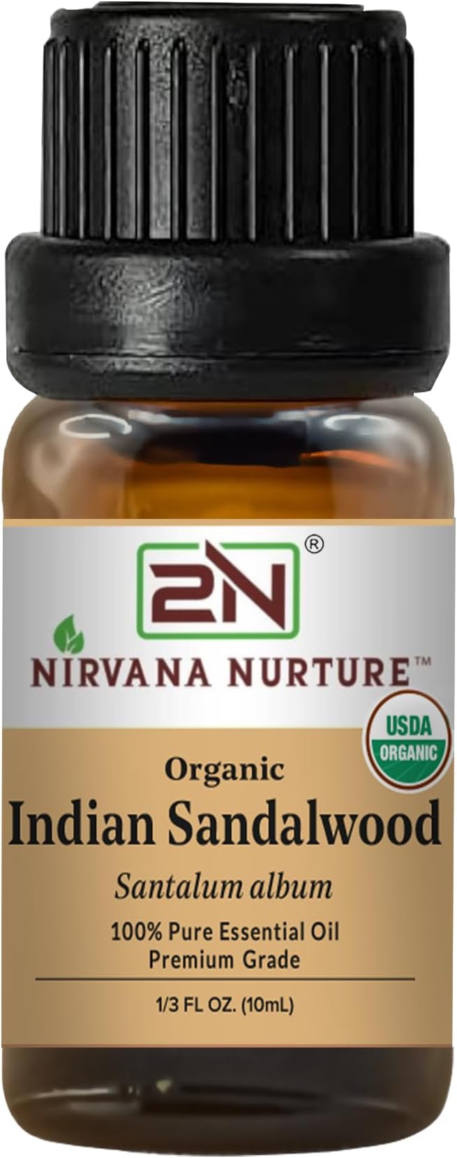 Indian Sandalwood Essential Oil, USDA Certified Organic, 100% Pure Undiluted, Aromatherapy Oil for Diffuser, Hair & Skin Care