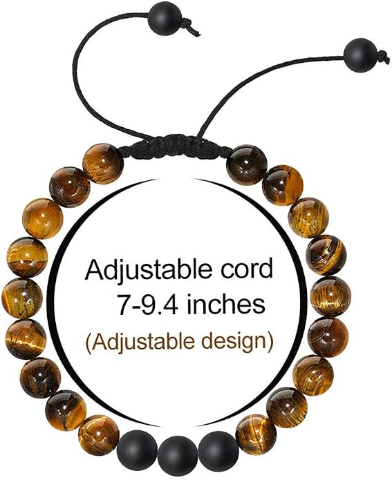 M MOOHAM Mens Bracelet - Beaded Natural Stone 8mm Tiger Eye Matte Agate Lava Rock Bracelets for Men Teen Boys Grandpa Dad Birthday Gifts Jewelry