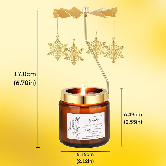 Christmas Candles Gifts for Women, Birthday Gifts for Daughter Sister Mom Wife, Unique Gift for Friend Women Rotatable Lavender Candles Gift for Anniversary Birthday Mothers Day