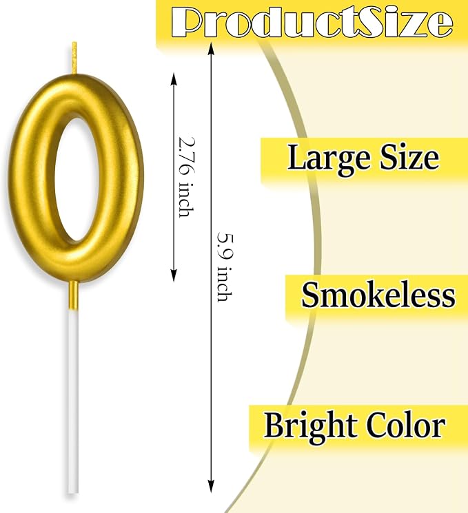 2.76“ Gold 8 Candle 8th Birthday Party Decorations, Eighth Birthday Candle Gold Number Candles for Eight Year Old Birthday Cake Decoration for Girls Boys, Number 8 Candle 8 Cake Topper for Cakes