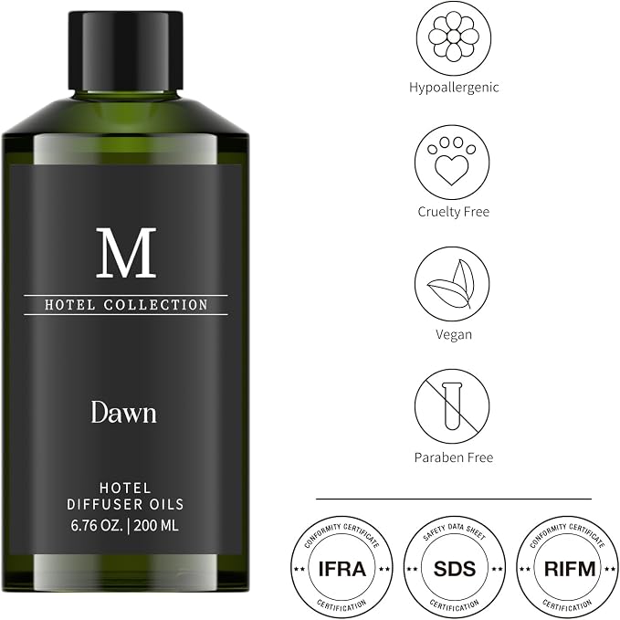 Hotel Collection Diffuser Oil-Dawn, 6.76 Fl Oz (200ml), Home Luxury Aroma & Hotel Fragrance Diffuser Oil- Essential Oils for Aromatherapy Bigger Bottle, Longer Lasting Aroma