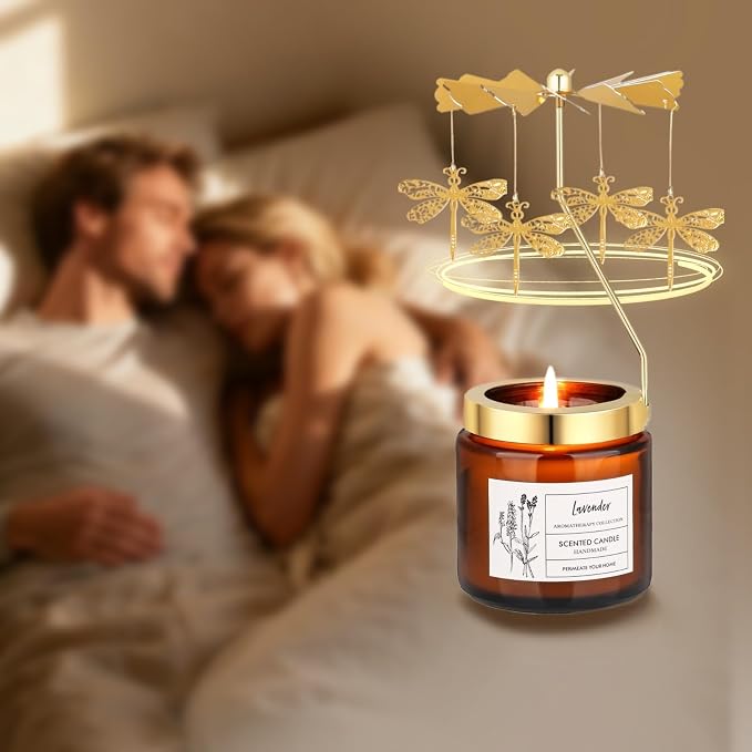 Dragonfly Candle Gifts for Women, Rotatable Lavender Scented Candle Gifts for Mom Wife Anniversary Valentine's Day Christmas, Unique Birthday Gift for Sister Girlfriend with Gift Box