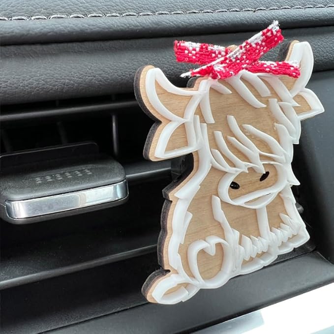 Highland Cow Vent Clip, 2 Pcs Cute Cow Car Air Fresheners Vent Clips, Funny Home Decoration Car Decoration Car Air Freshener