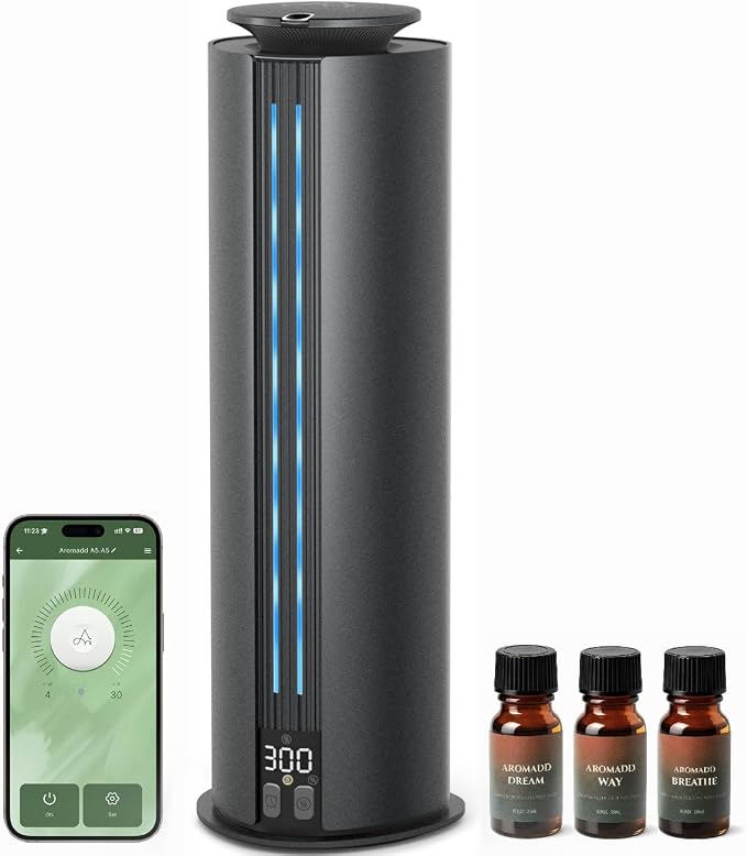 Aromadd 1700 Sq Ft Cordless Hotel Collection Diffuser, Portable Waterless Diffuser, 100ml Scent Air Machine for Home Cold Air Essential Oil Diffuser for Large Room Office, Quiet (Titanium Gray)